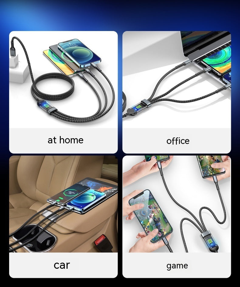Transparent Luminous Super Fast Charging 3-in-1 Data Cable
