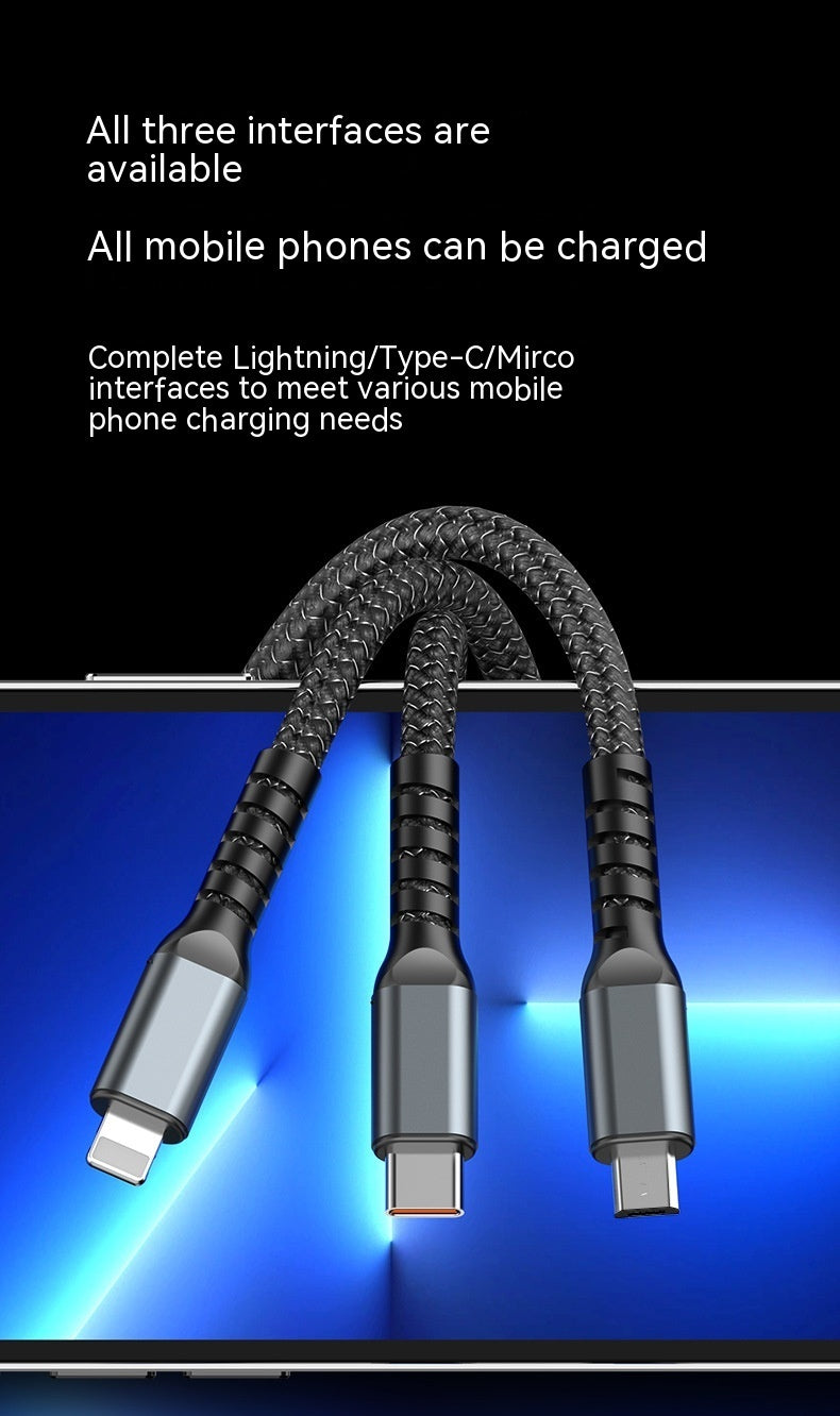 Transparent Luminous Super Fast Charging 3-in-1 Data Cable
