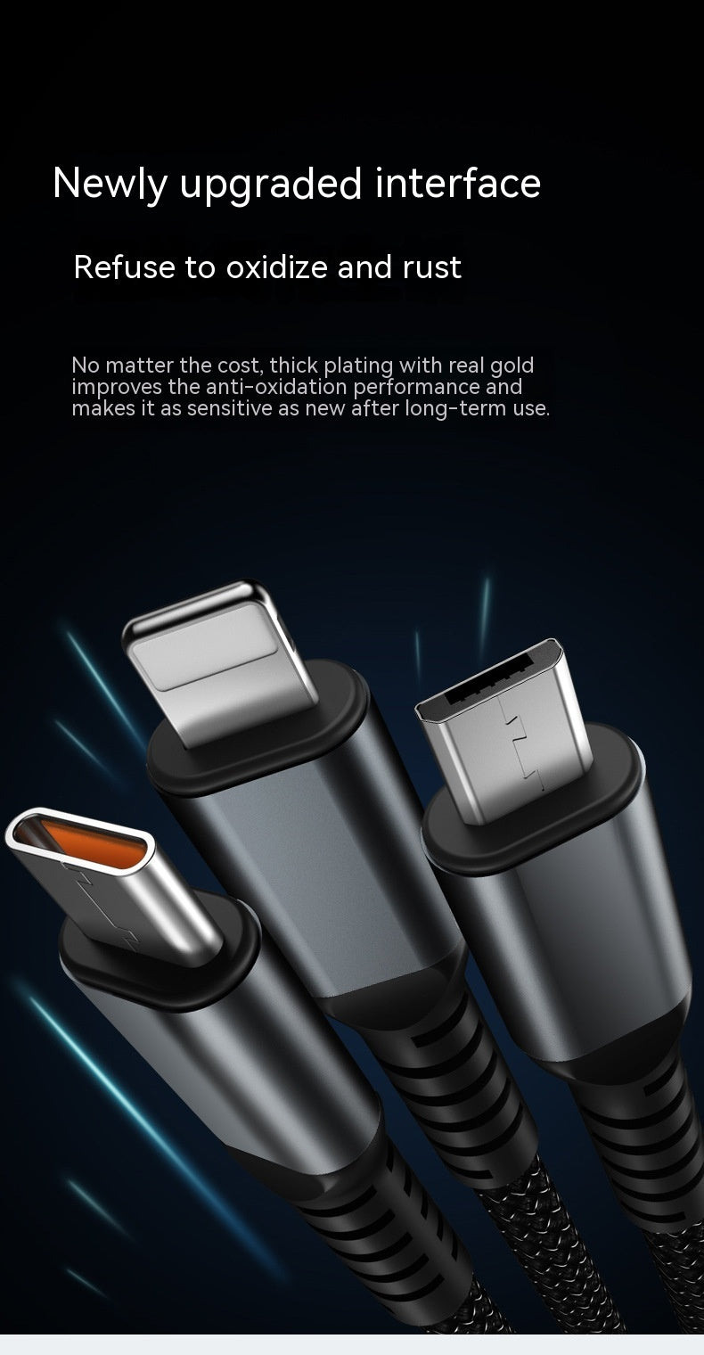 Transparent Luminous Super Fast Charging 3-in-1 Data Cable