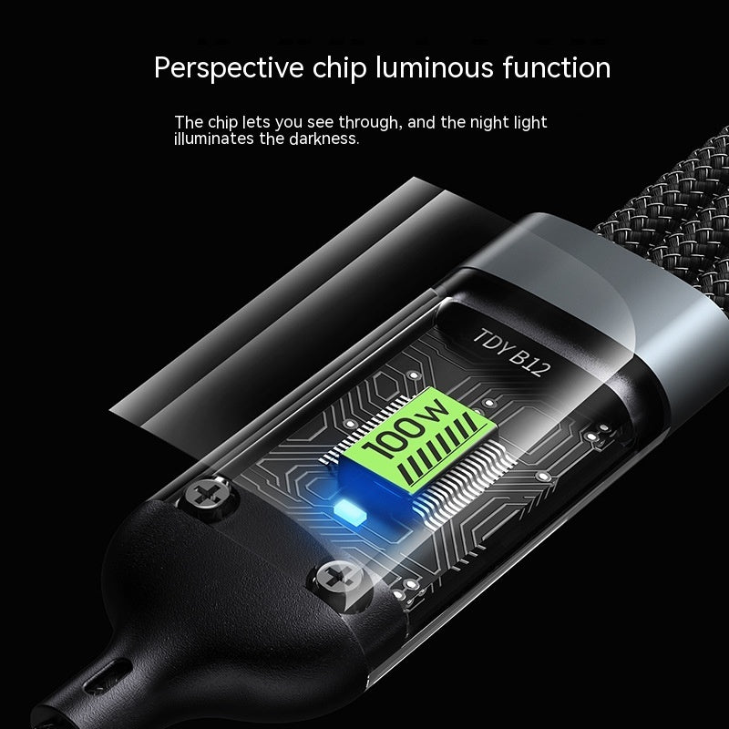 Transparent Luminous Super Fast Charging 3-in-1 Data Cable