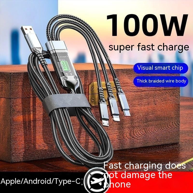 Transparent Luminous Super Fast Charging 3-in-1 Data Cable